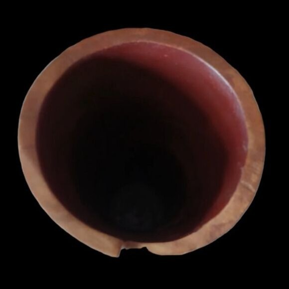 VTG wood vase asymetrical cylinder shape vase - Picture 3 of 8